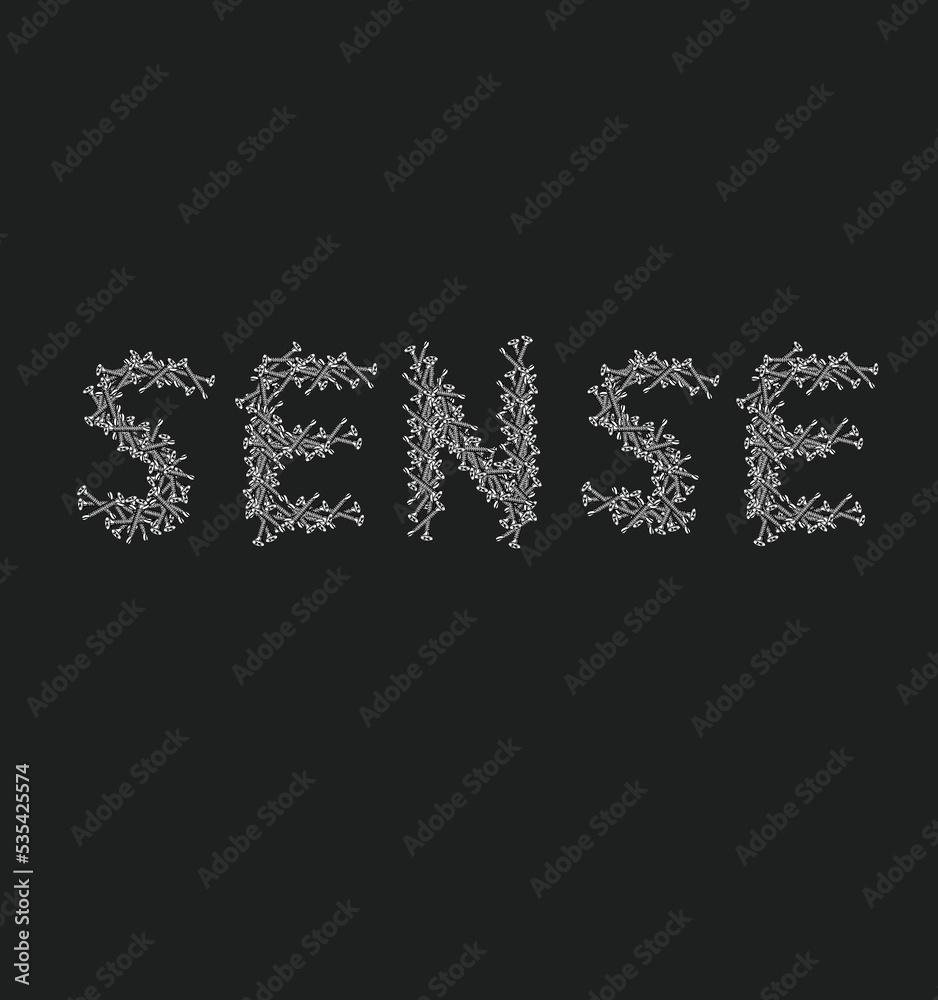 Sense.Typographic slogan design from screws.