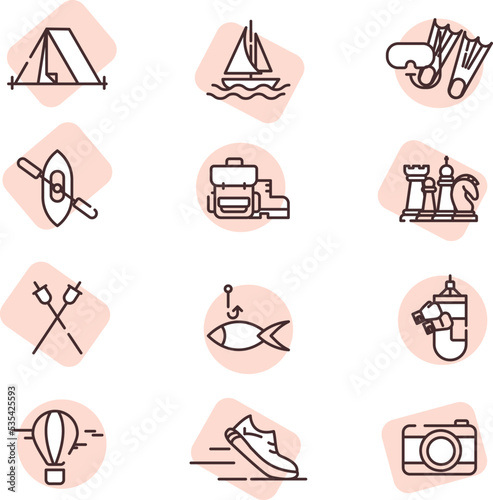 Interesting hobbies, illustration, vector on white background.