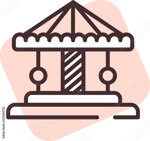Luna park carousel, illustration, vector on white background.