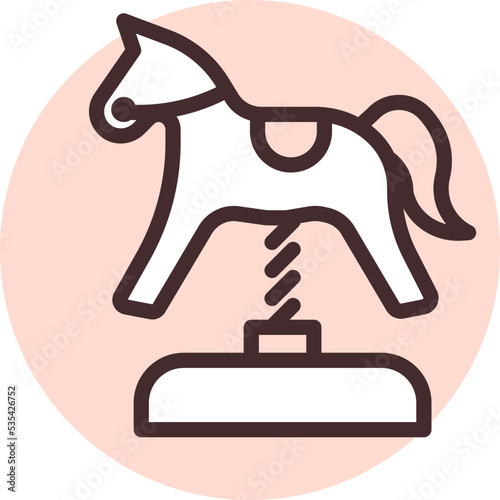 Luna park horse carousel, illustration, vector on white background.