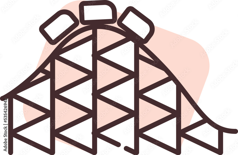 Park rollercoaster, illustration, vector on white background. Park rollercoaster, illustration, vector on white background.