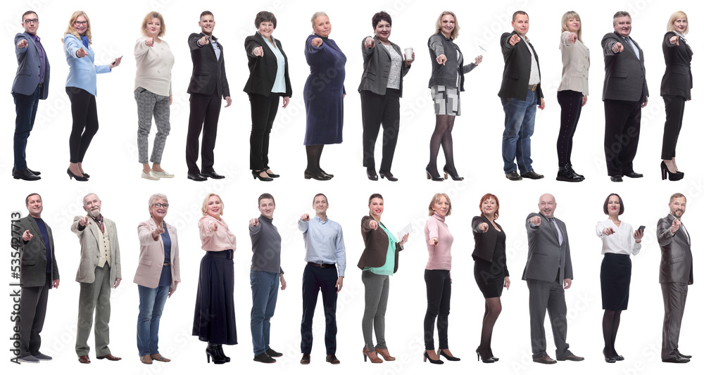 group of business people showing finger at camera group of business people showing finger at camera
