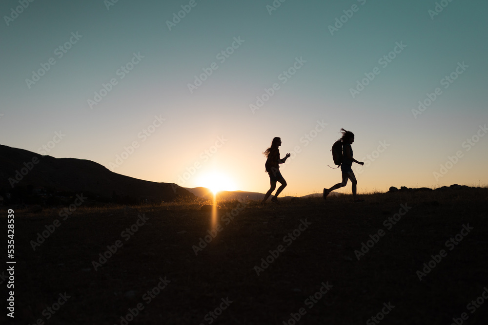 Running people over rough terrain. Running people over rough terrain.