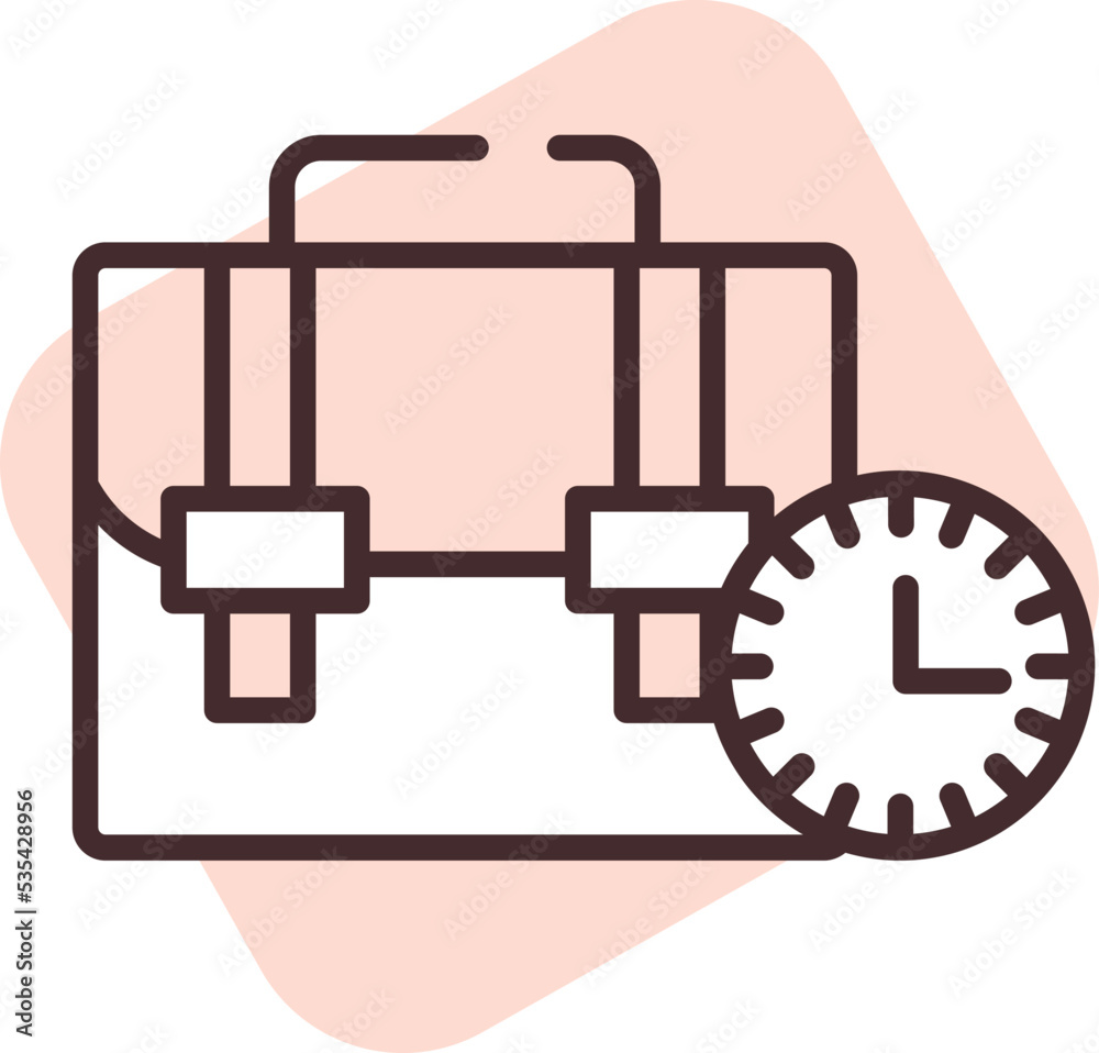 Working time, illustration, vector on white background.