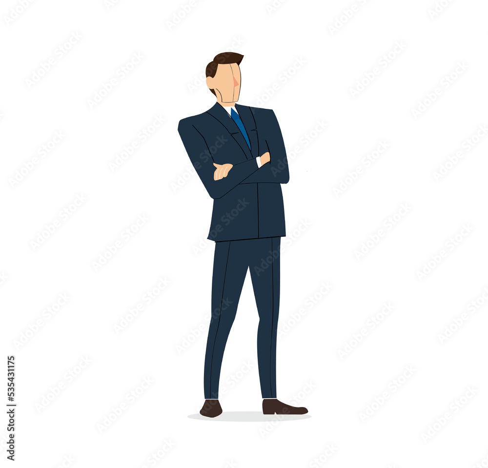 businessman standing crossed arm businessman standing crossed arm