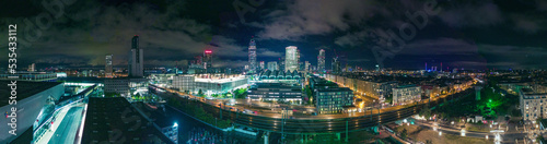 Frankfurt City at night with clouds in the sky 