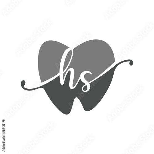 Letter HS with dental logo design. Dentist logo design