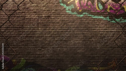 Street graffiti on wall of building in city, motion abstract urban, city and hipster style background