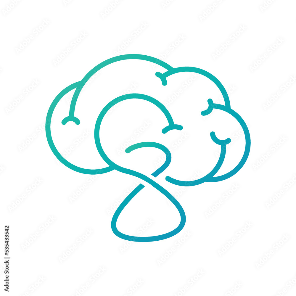 Mushroom logo with brain. Abstract logo design Mushroom logo with brain. Abstract logo design