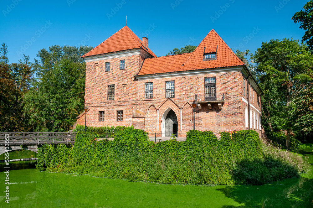 Oporowski Castle build in the Gothic style in the years 1434 - 1449. Oporow, Lodz Voivodeship, Poland