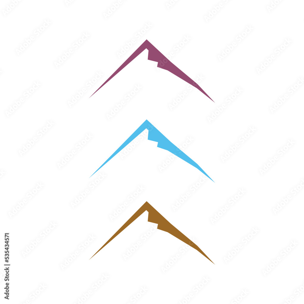 Colored Mountains Logo Isolated on White Colored Mountains Logo Isolated on White