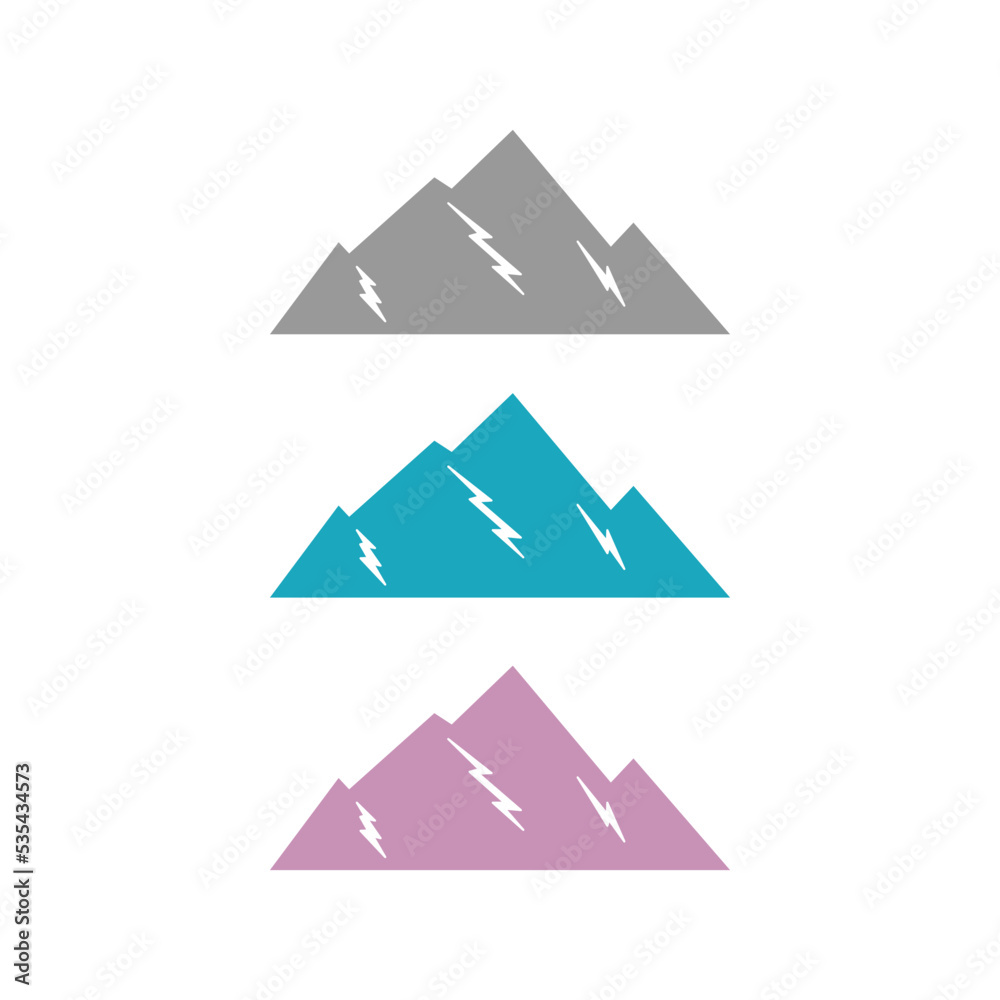 Colored Mountains Logo Isolated on White Colored Mountains Logo Isolated on White