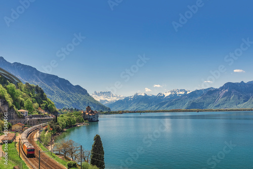 A view of Lake Lehmann from Montreux  Switzerland