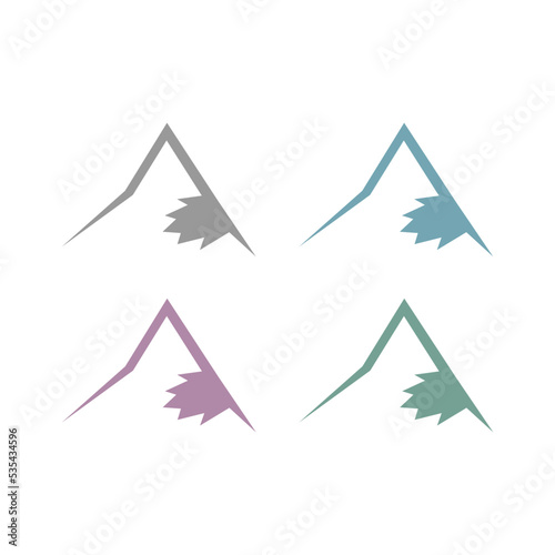 Colored Mountains Logo Isolated on White