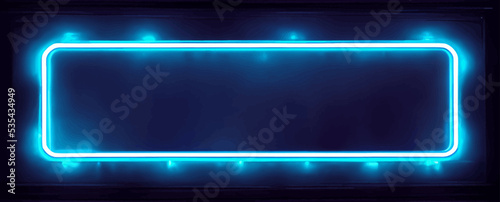 neon sign in rectangle shape, bright neon light, background, banner