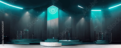futuristic empty stage, modern future background, banner