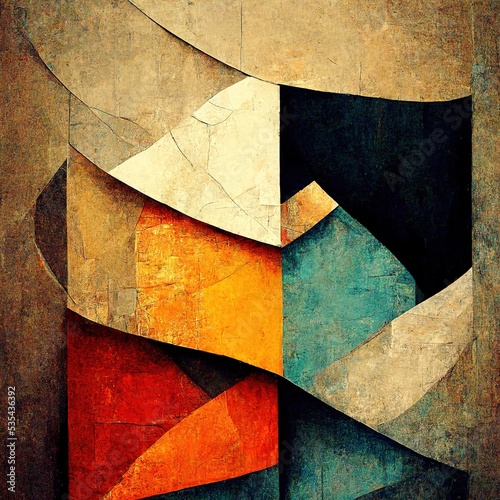 Abstract contemporary minimalism cubism art abstractionism style illustration photo