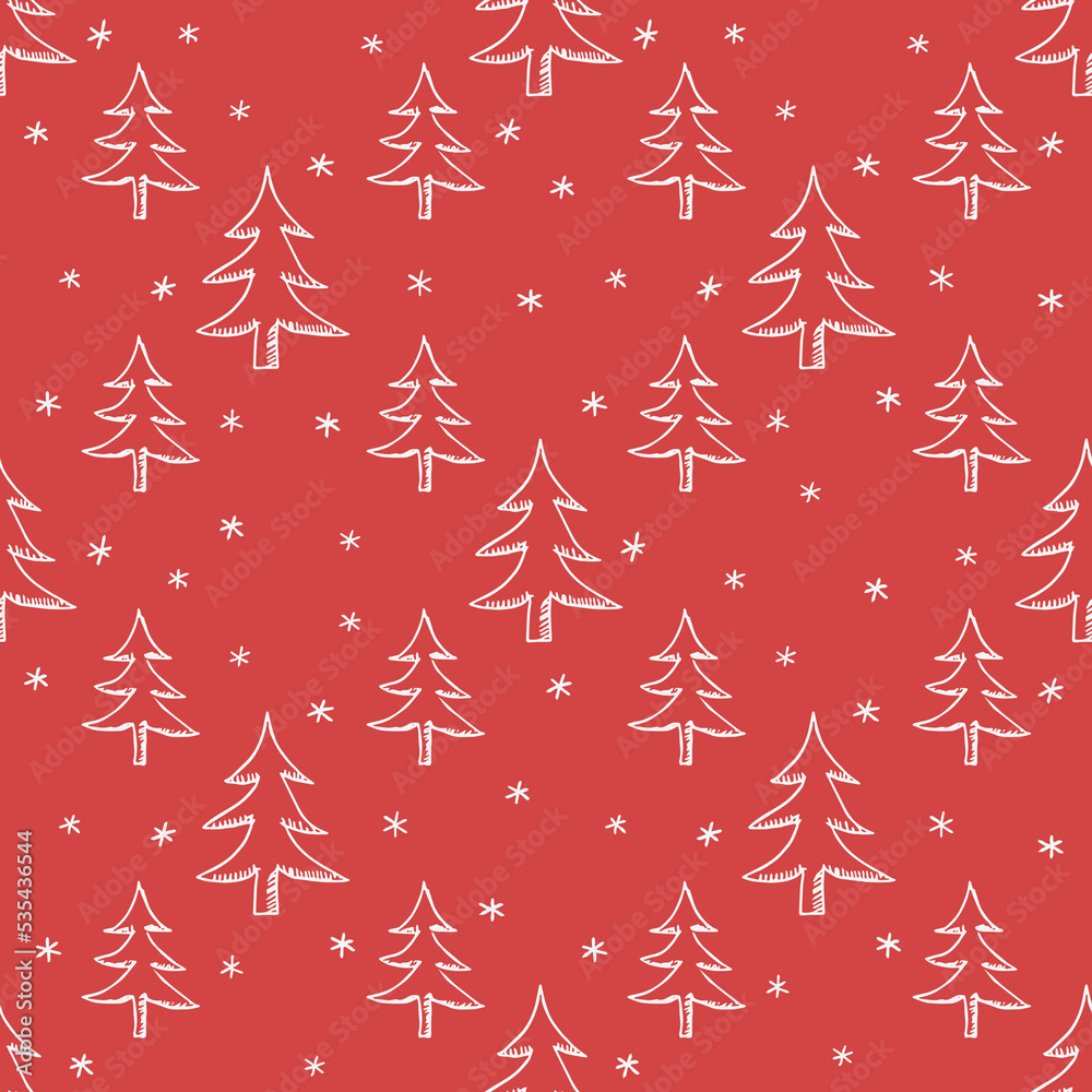 Seamless christmas tree pattern. christmas tree ornament. Doodle illustration with christmas tree Seamless christmas tree pattern. christmas tree ornament. Doodle illustration with christmas tree