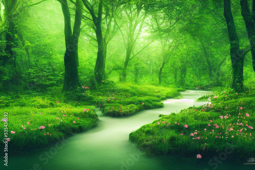 Wallpaper background of magical forest  digital art