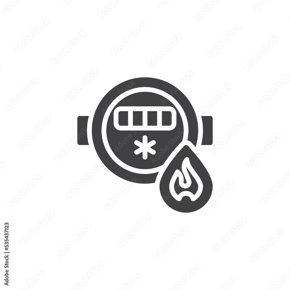 Fototapeta premium Hot water meter vector icon