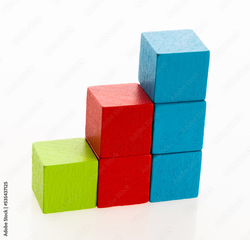 Wooden block stairs on white background Wooden block stairs on white background
