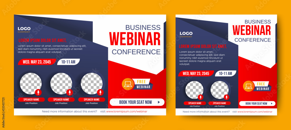 Fototapeta premium Business Conference live webinar banner invitation and social media post template. Business webinar invitation design. Vector EPS 10