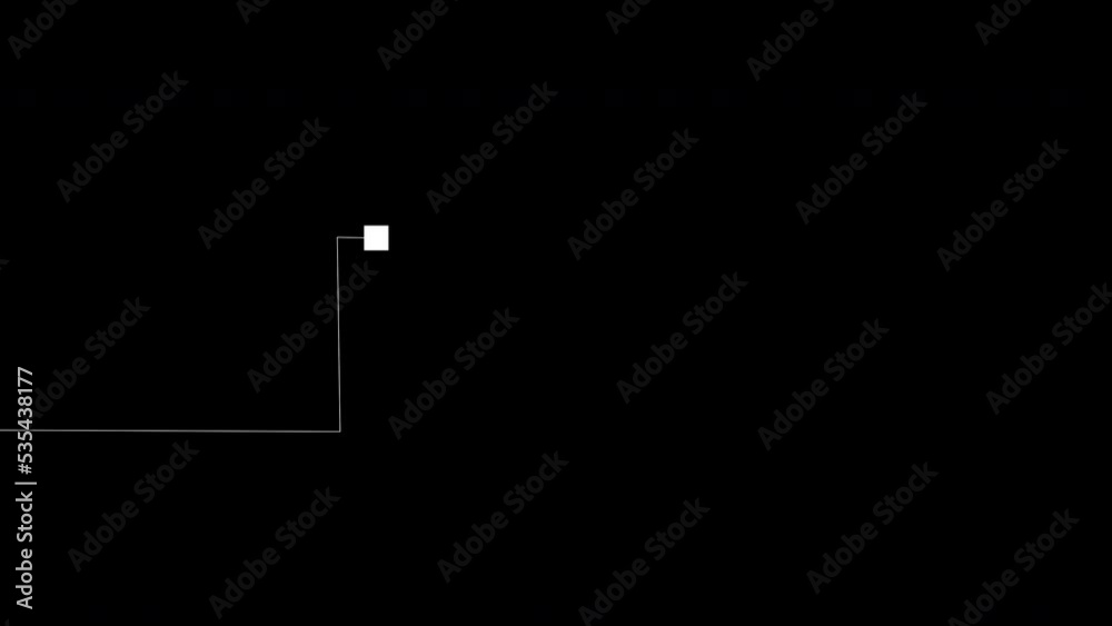 Vector animation of white dot drawing right angle graph or chart, chaotic motion, black background Vector animation of white dot drawing right angle graph or chart, chaotic motion, black background