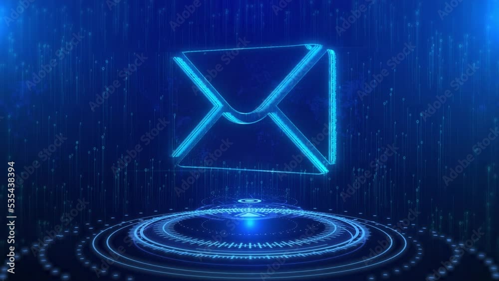 E-mail Text Cyberspace Future Digital Technology Hologram Loop Concept. spam email, internet and networking, Contact us newsletter email and protect your personal. support, document, counter incoming