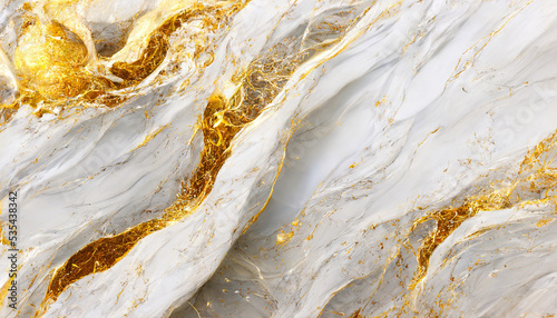 White and gold luxurious marble textured background. Abstract design, 4k wallpaper. 3d illustration 