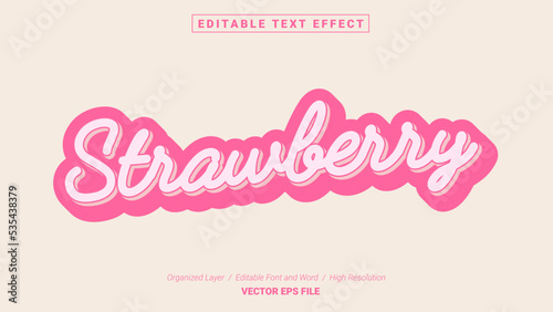 Editable Strawberry Font Design. Alphabet Typography Template Text Effect. Lettering Vector Illustration for Product Brand and Business Logo.
