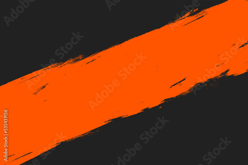 Orange paint brushstroke. Grunge black decorative texture. Grungy hand-drawn background