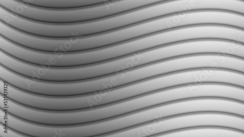 Abstract decorative background with horizontal layered curves or waves in gradient gray and white colors with copy space for text © MikeCS images