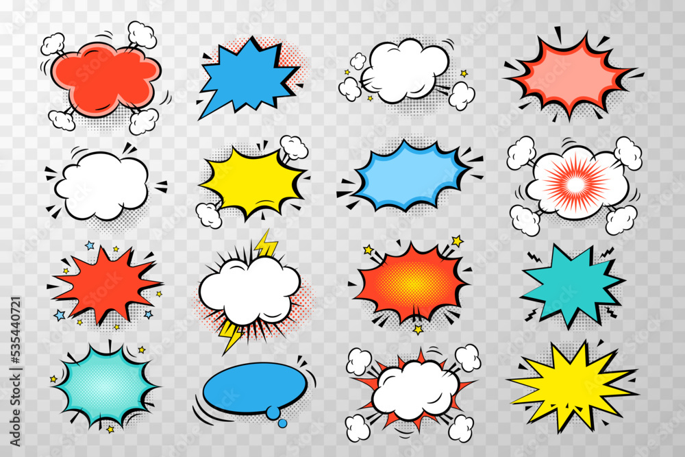 Set comic book bubble stickers Royalty Free Vector Image