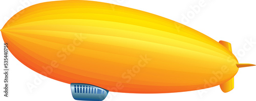 Yellow Zeppelin Vintage airship. Dirigible balloon. Black background. PNG illustration