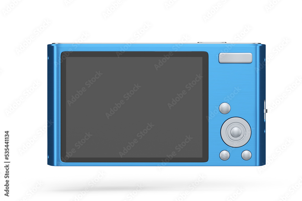 Stylish blue compact pocket digital camera isolated on white background Stylish blue compact pocket digital camera isolated on white background