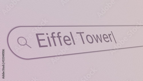 Search Bar Eiffel Tower 
Close Up Single Line Typing Text Box Layout Web Database Browser Engine Concept