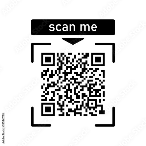 Scan me icon with Qr code for smartphone isolated on transparent background. Qr code for payment, advertising, mobile app vector illustration.