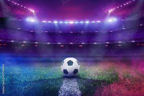  Football stadium, shiny lights, view from field 3D Illustration © Igor Link