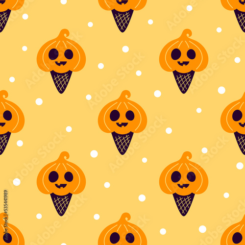 happy halloween seamless pattern with ice cream