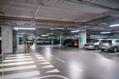 View of different cars in underground parking