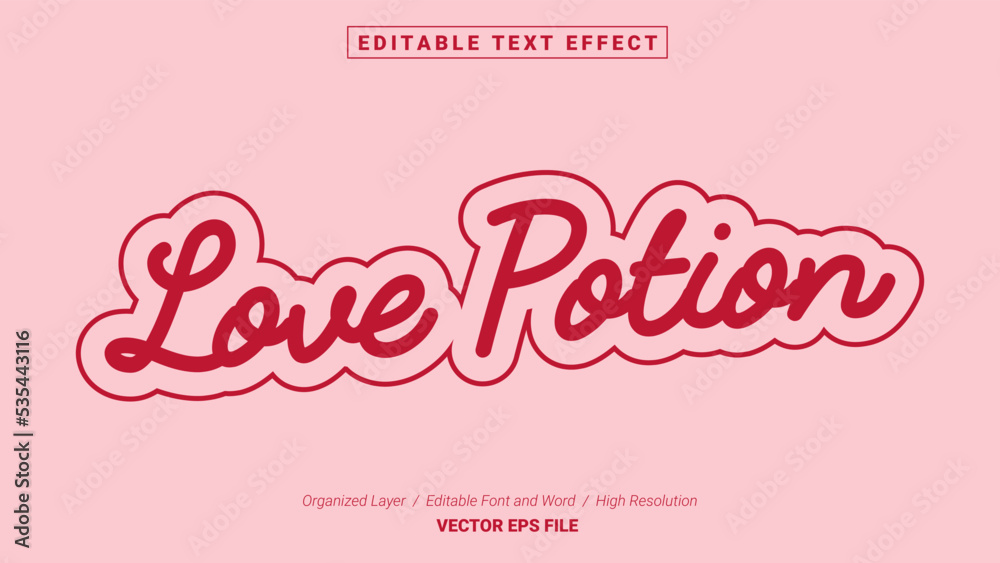 Editable Love Potion Font Design. Alphabet Typography Template Text Effect. Lettering Vector Illustration for Product Brand and Business Logo.
