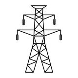 Supports of the high-voltage power grid. Vector illustration of utility electric transmission networks. Power lines isolated on white background.