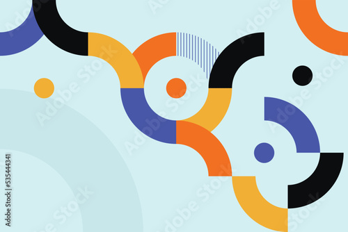 Mid-century abtract background. Geometric composition of semicircles  and circles texture.