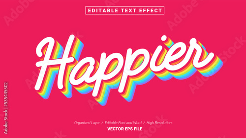 Editable Happier Font Design. Alphabet Typography Template Text Effect. Lettering Vector Illustration for Product Brand and Business Logo. 