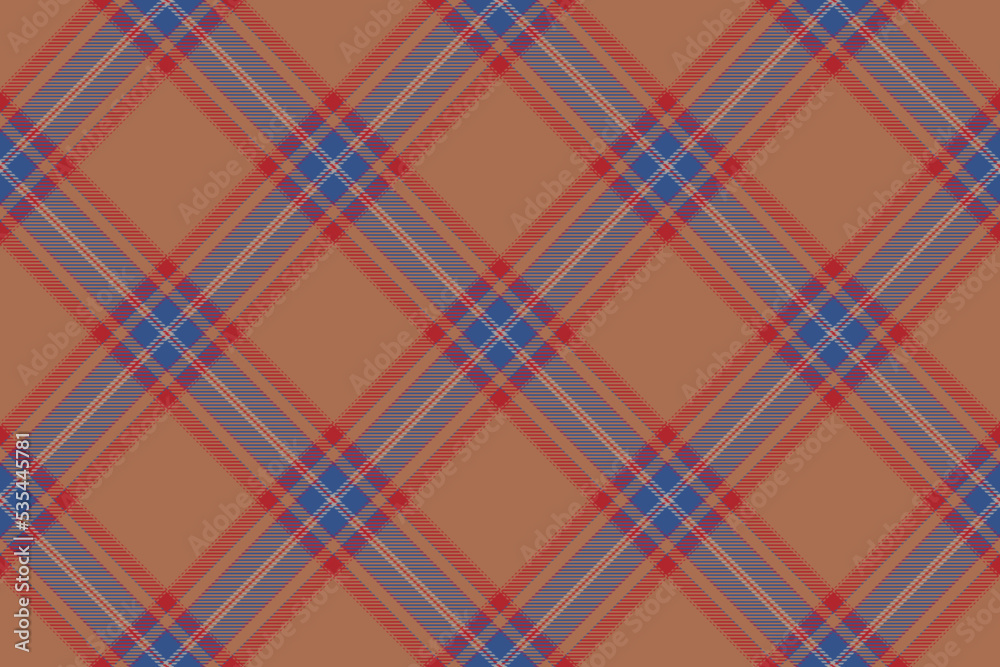 Tartan plaid background, diagonal check seamless pattern. Vector fabric texture for textile print, wrapping paper, gift card, wallpaper.