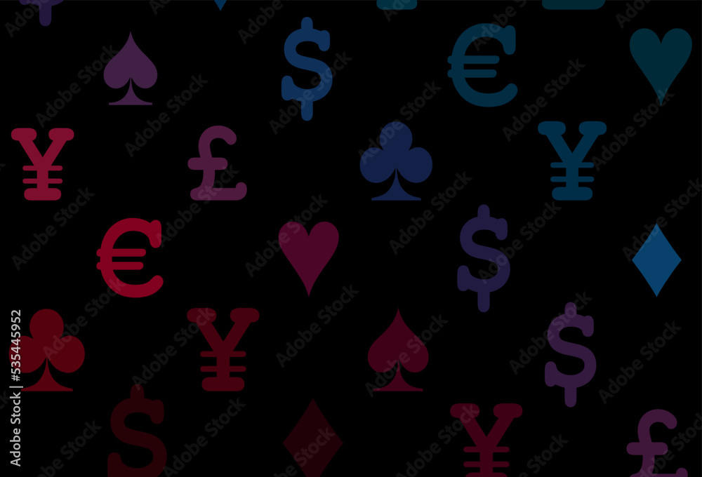 Dark blue, red vector cover with symbols of gamble. Dark blue, red vector cover with symbols of gamble.