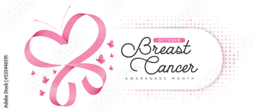 Photography Breast cancer awareness month text on white curve conner frame with dot texture