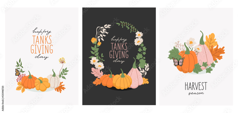 Thanksgiving Day greeting card set