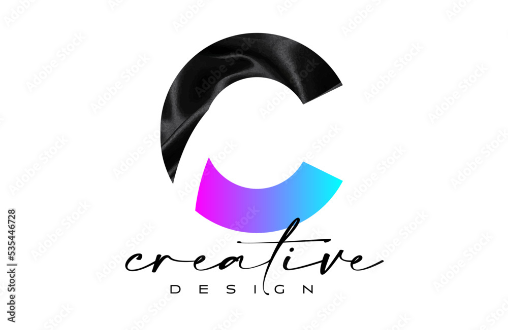 Black Silk Letter C Logo Design with Textile Material Texture and ...
