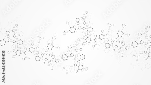 Modern science background with lines, dots and hexagons. Wave flow abstract background. Molecular structure for medical, technology, chemistry, science. Vector illustration